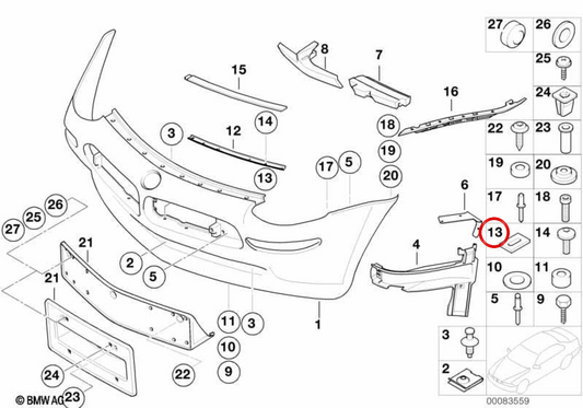 Espaçador de para-choque OEM 51117033506 para BMW E52. BMW genuíno.