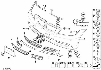 OEM right side support 51117058448 for BMW E90, E91. Original BMW.