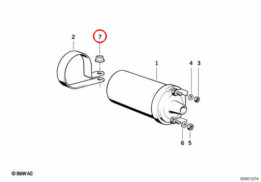Sechskantmutter mit Unterlegscheibe M8 OEM 51117070183 für BMW 1er E81, E87, 3er E46, E90 und MINI R50, R53, R55, R56 … und mehr. Original BMW und MINI