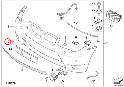 Occhiello di traino anteriore primerizzato OEM 51117111787 per BMW Serie 5 E60, E61 e X3 E83, E83 LCI. BMW originale.