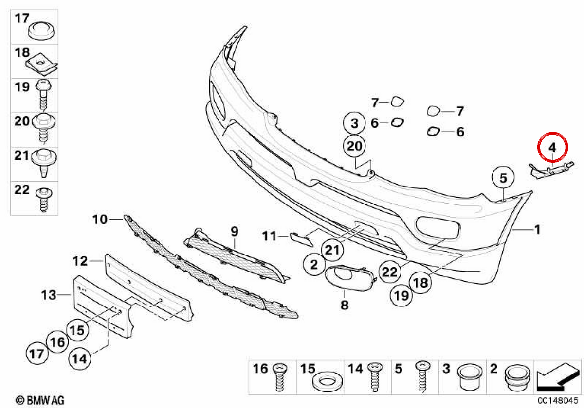 LEFT PARAGOLPE SIDE SUPPORT OEM 5111711667 FOR BMW E53. Original BMW.