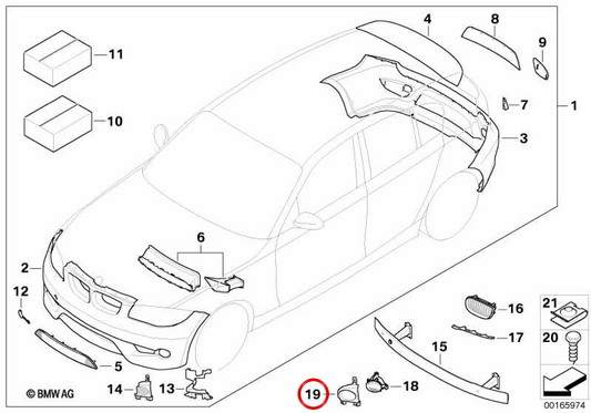 Suporte para farol de neblina esquerdo OEM 51117118151 para BMW E81, E87. BMW genuíno.