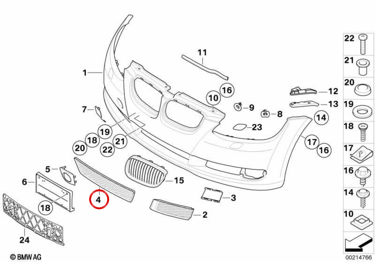 GRID centrale aperto OEM 51117128234 per BMW E92, E93. BMW originale.