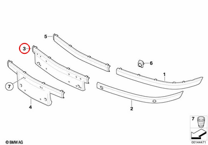 Soporte base para matrícula OEM 51117142175 para BMW E65, E66. Original BMW.