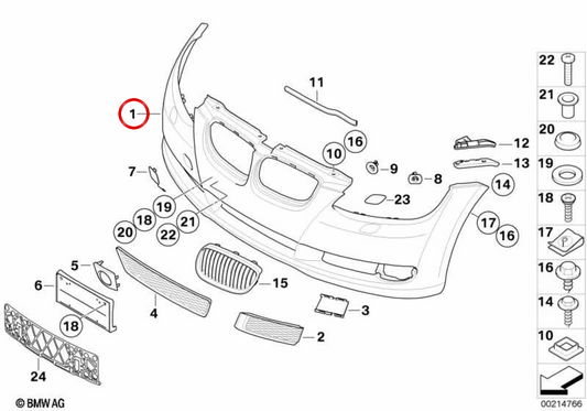 Paragolpes delantero (imprimado) OEM 51117181307 para BMW E92, E93. Original BMW.