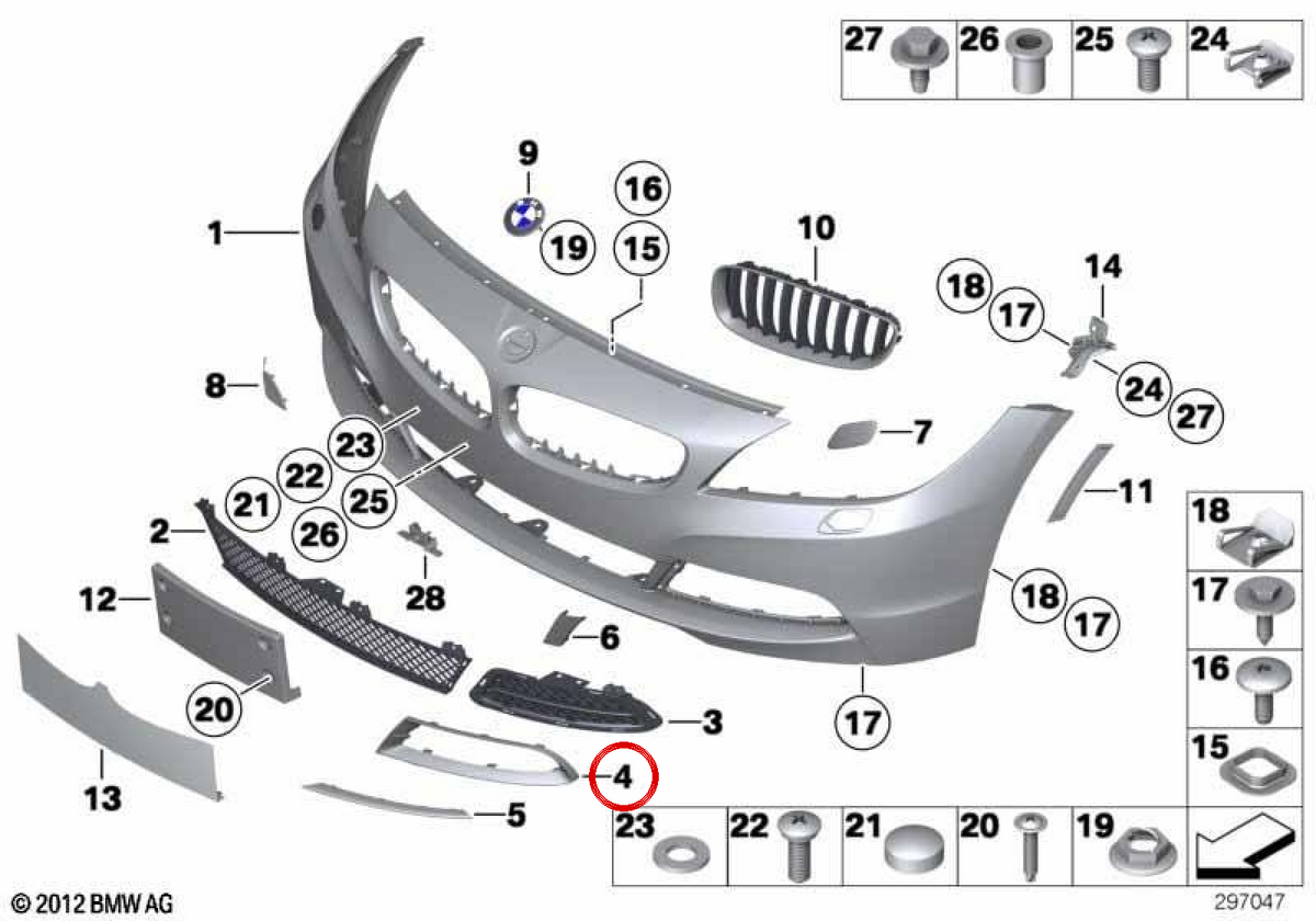 Left Embels OM 51117203793 for BMW Z4 E89. Original BMW.