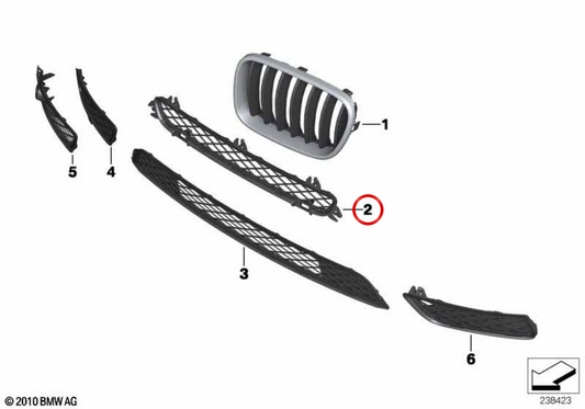 Rejilla superior OEM 51117210466 para BMW F25. Original BMW.