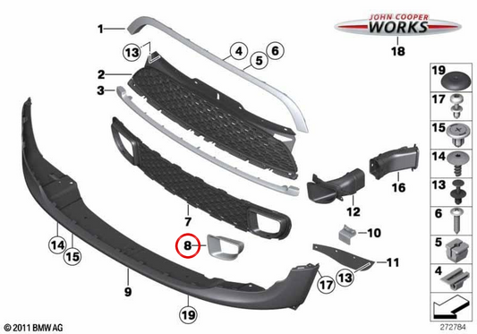Left frame OEM 51117255117 for MINI R56, Clubman R55, Cabrio R57, Coupé R58, Roadster R59… and more. Original MINI