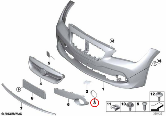 Copertura fendinebbia sinistra primerizzata OEM 51117268747 per MINI R56 LCI, Clubman R55 LCI, Cabrio R57 LCI, Coupé R58, Roadster R59. MINI originale.
