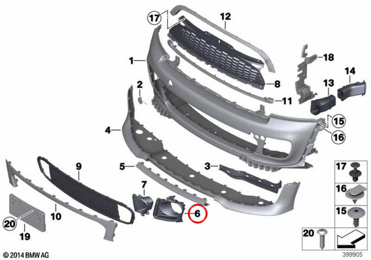Cache de feu arrière gauche OEM 51117283347 pour MINI R56 LCI, Clubman R55 LCI, Cabrio R57 LCI, Coupé R58, Roadster R59. MINI d'origine.