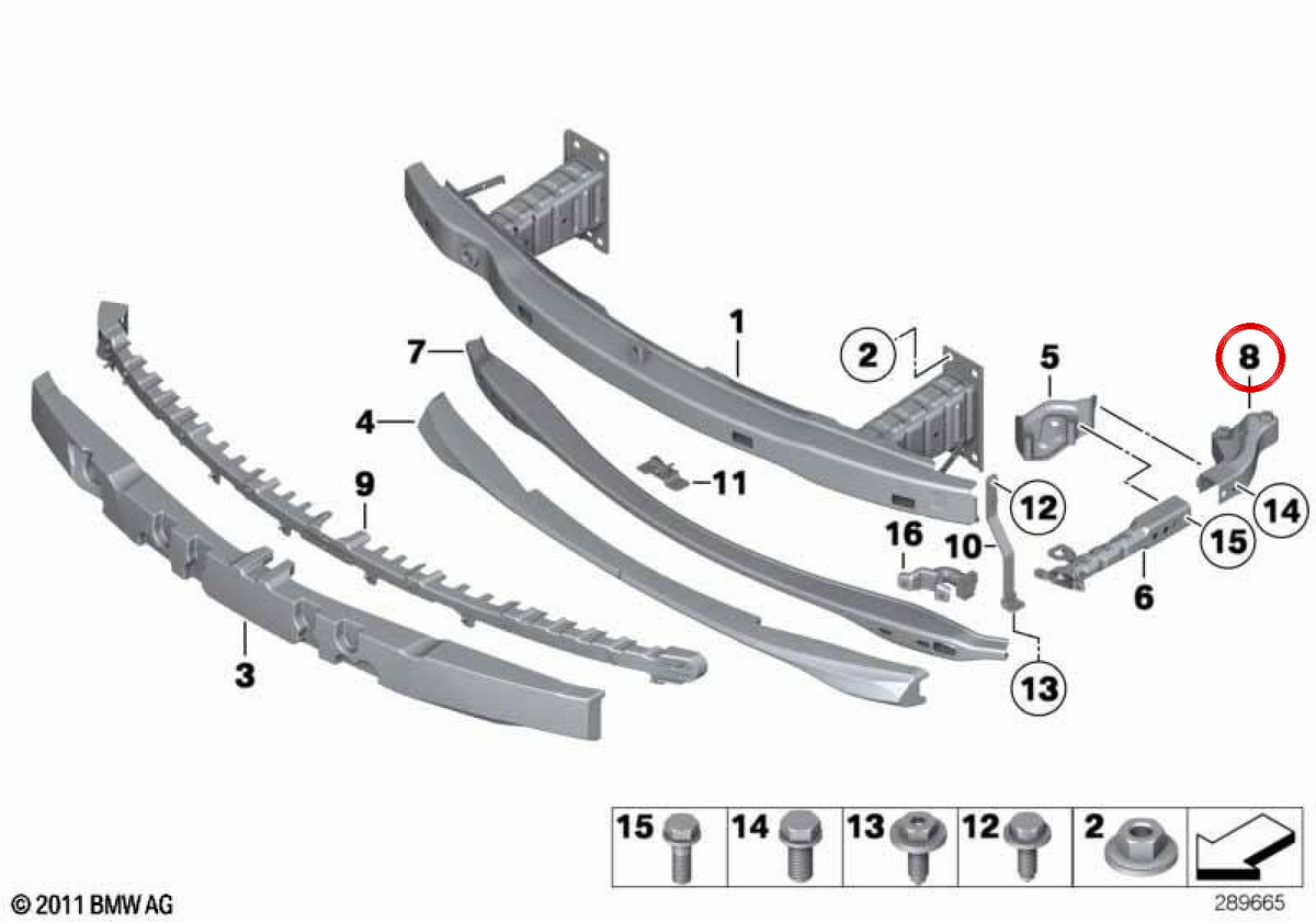 Support de fixation avant OEM 51117294935 pour BMW E82, E88, E92, E93. BMW d'origine.