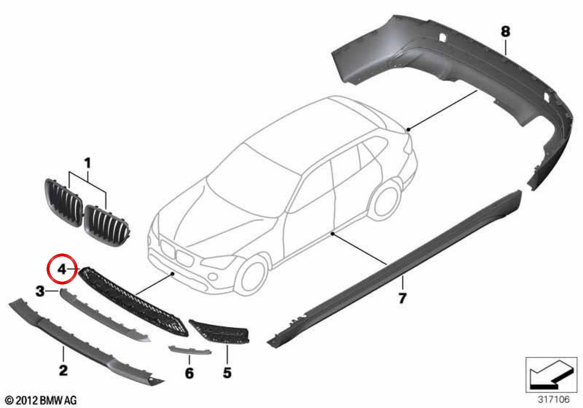 Central Grill OEM 51117303753 für BMW E84. Original BMW.