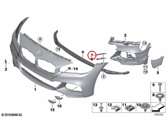 Lato anteriore in alto a destra OEM 51117328680 per BMW F45, F45N, F46, F46N. BMW originale BMW.