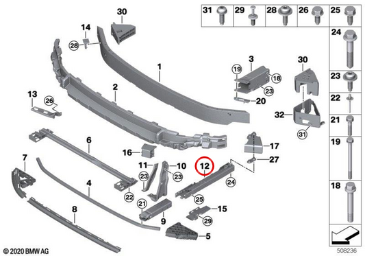 Adaptador OEM 51117368481 Inferior Esquerdo para MINI F56, F55, Clubman F54, Countryman F60... e muito mais. MINI originais.