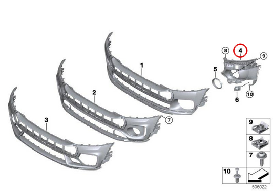 Alloggiamento faro destro OEM 51117376380 per MINI Clubman F54, F54 LCI. MINI originale.
