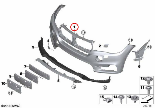OEM 5117378615 Vordere Stoßfänger für BMW F15. Original BMW.