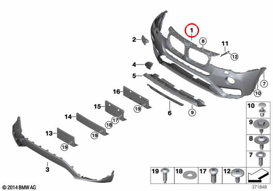 OEM 5117389902 Chalable avant d'impression pour BMW F25. BMW d'origine.