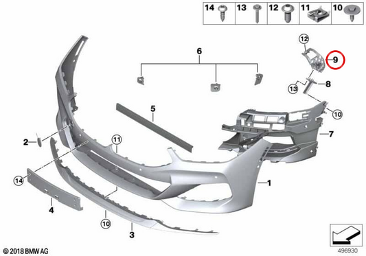 Soporte superior derecho del parachoques para BMW G14, G15, G16. Original BMW. OEM 51117420884.