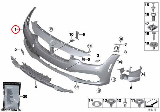OEM 5117445137 Chalan avant d'impression pour BMW F30, F31. BMW d'origine.