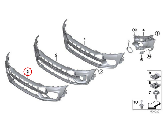 Acabamento do pára-choque dianteiro com primer OEM 51117451352 para MINI Clubman F54, F54 LCI. MINI originais.