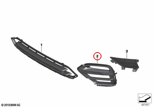 Griglia laterale sinistra con sensore PDC OEM 51117456933 per BMW G02, G08. BMW originale.
