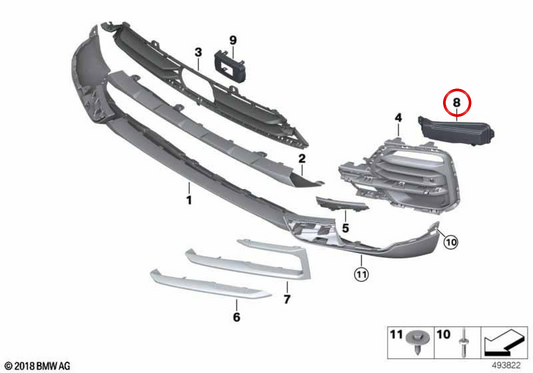 Antiniebla a destra incoraggia Tapa OEM 51117459468 per BMW G05. BMW originale.