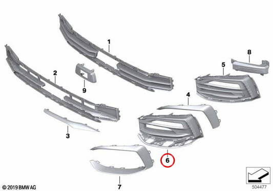 OEM 5117459717 Linksseitungsraster für BMW F40. Original BMW.