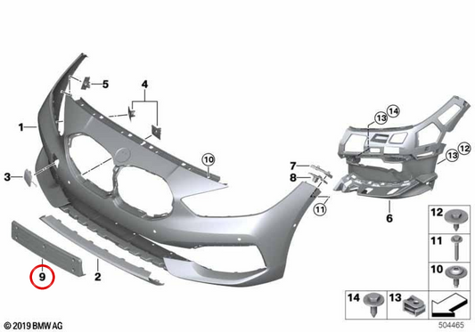 Soporte de matrícula OEM 51117459871 para BMW F40. Original BMW.