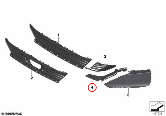 Unterer rechts Lufteingangsnetz 51117475140 für BMW G11 und G12. Original BMW.