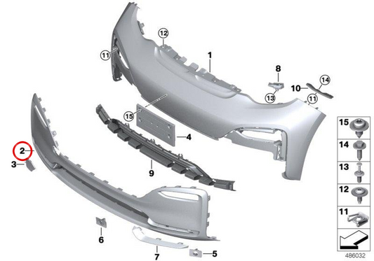 Moulage central amorcé Front Pargolpes OEM 51117484521 pour BMW I3 (I01). BMW d'origine.