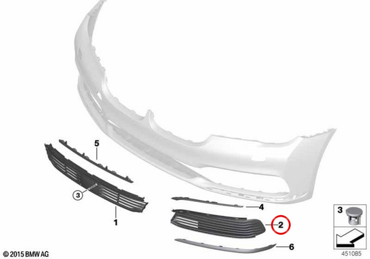 Rejilla de entrada de aire izquierda (parcialmente cerrada) OEM 51117486837 para BMW G11, G12. Original BMW.