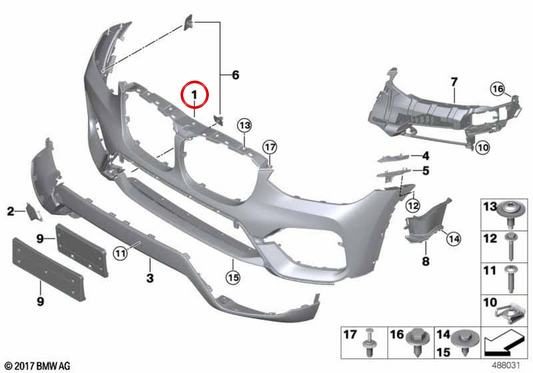 OEM 511748291 Burmale anteriore da stampa per BMW G01, G02. BMW originale.
