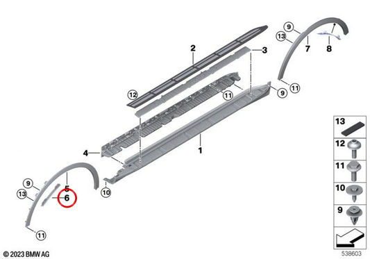 Extension avant gauche OEM 51117494913 pour BMW G07. BMW d'origine.