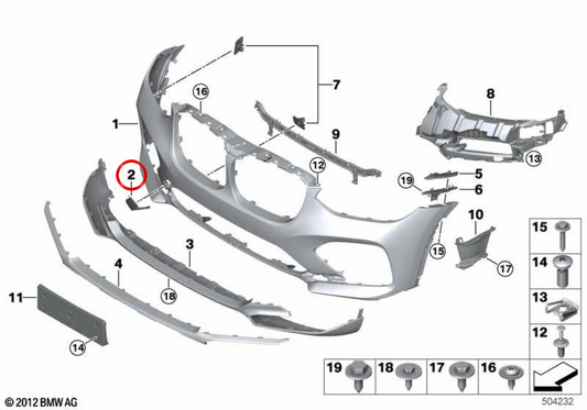 Tapa remolque delantera imprimada OEM 51117497095 para BMW G02, G08. Original BMW.
