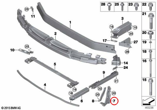 Tirante verticale anteriore destro OEM 51117498085 per MINI F55, F56, F57 Cabrio, F54 Clubman, F60 Countryman… e altri. Originale MINI