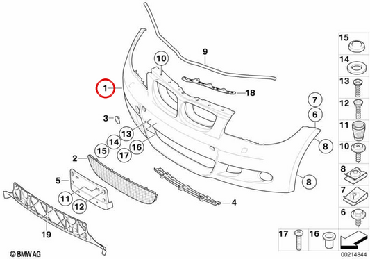 Bumper anteriore da stampa OEM 51117837423 per BMW E81, E87. BMW originale.