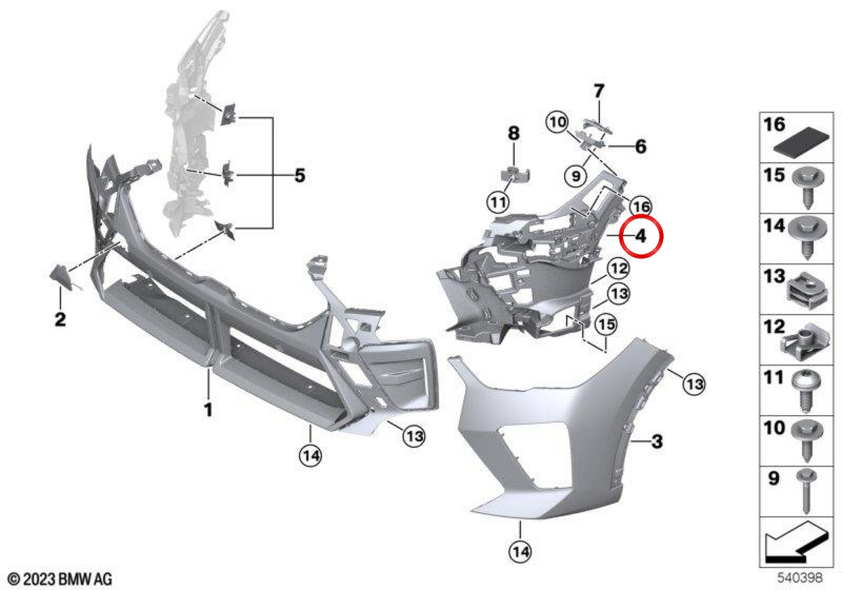 INSERT BUMPER LUMBLE OEM 5111784920 per BMW U10. BMW originale.