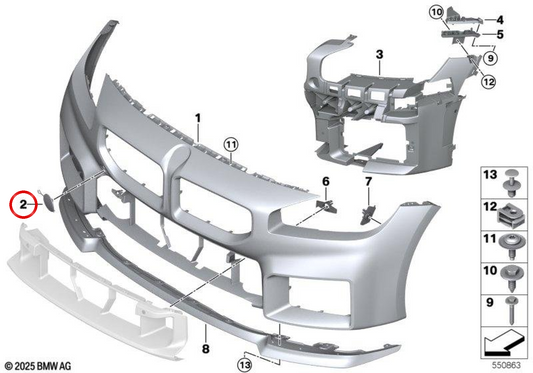 OEM 511787589 Gedruckter Fronthakendeckel für BMW G87. Original BMW.