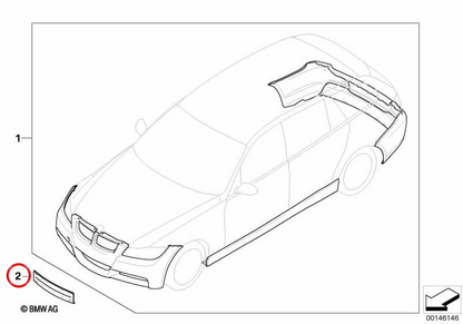 Soporte de matrícula OEM 51117891529 para BMW E90, E91. Original BMW.