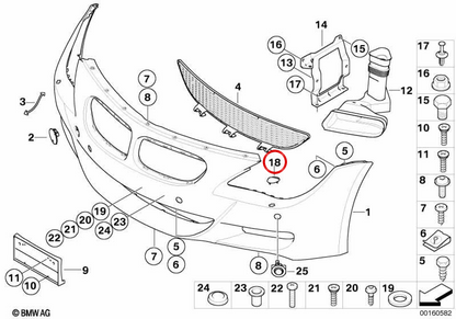 Rechte Druckform OEM 51117899512 für BMW E63, E64. Original BMW.