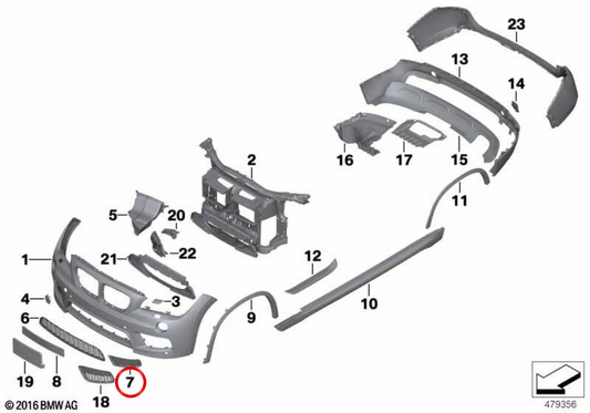 OEM 51118038061 Griglia laterale sinistra per BMW E84. BMW originale.