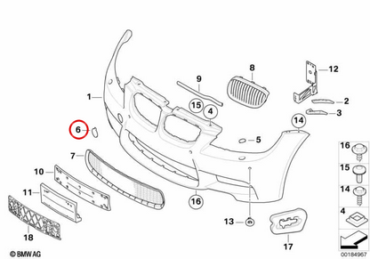 Cover Printing front hook OEM 51118043981 for BMW E90, E92, E93. Original BMW.