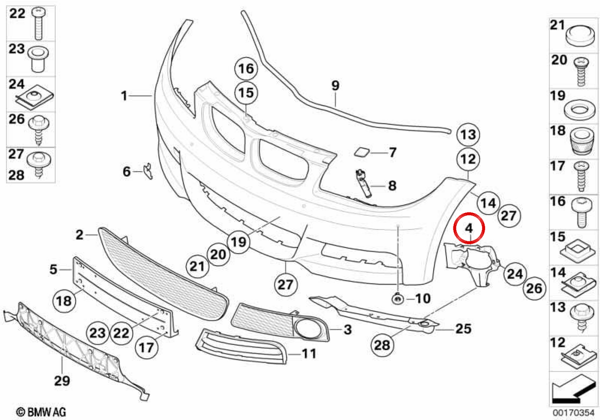 Supporto agricola sinistro OEM 51118045447 per BMW E82, E88. BMW originale.