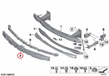 Tampone superiore superiore 51118047392 per BMW E92 ed E93. BMW originale.