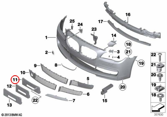 Support d'enregistrement OEM 51118049262 pour BMW F01, F02, F04. BMW d'origine.