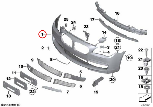 OEM 5118049636 BAMPER ANTERIORE FRING per BMW F01, F02, F04. BMW originale.