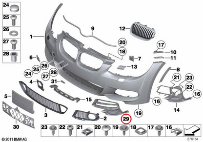 Right air input support OEM 51118050624 for BMW E92. Original BMW.