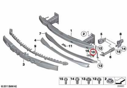Barra verticale destra OEM 51118053872 per BMW E92 ed E93. BMW originale.