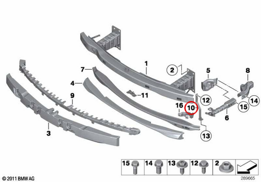 Bar verticale droite OEM 51118053872 pour BMW E92 et E93. BMW d'origine.