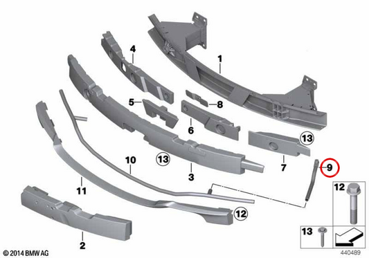 Suporte de reforço dianteiro OEM 51118055341 para BMW E92 e E93. BMW genuíno.